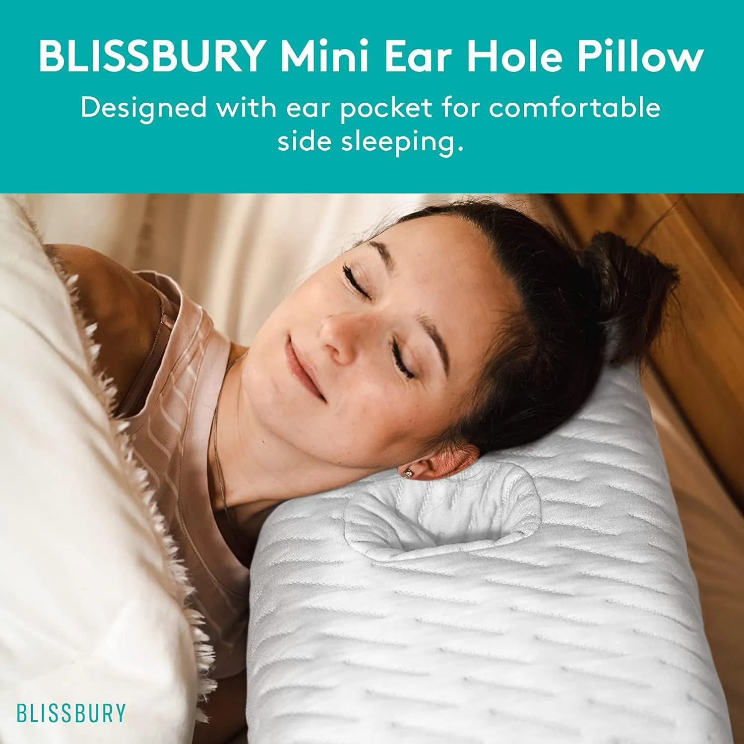 BLISSBURY Mini Ear Pillow | Ear Piercing Pillow for Side Sleeping | Travel Friendly CNH Pillow with Ear Hole | Soothing Hole for Ear Pain | Piercing Health & Ear Recovery for Side Sleepers | Donut Ear