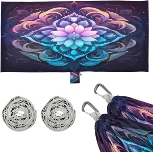 Blue Mandala Camping Hammock, Single Portable Hammocks with Tree Straps & Attached Carry Bag, 330Lbs Capacity Perfect for Outside Indoor Hiking Beach Backpack Travel