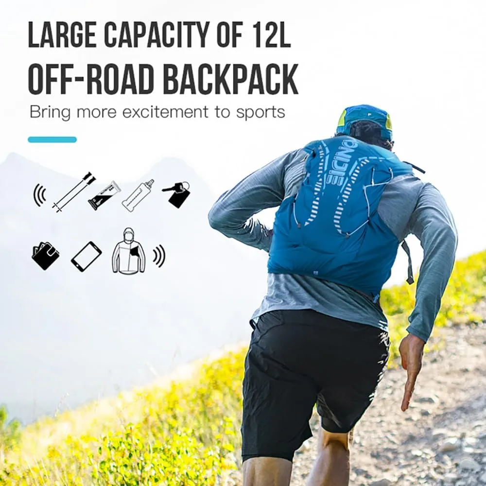 BlueField 12L High Capacity Hydration Backpack with 8 Pockets Lightweight Trailrunning Vest for Hiking, Cycling, Climbing,Camping