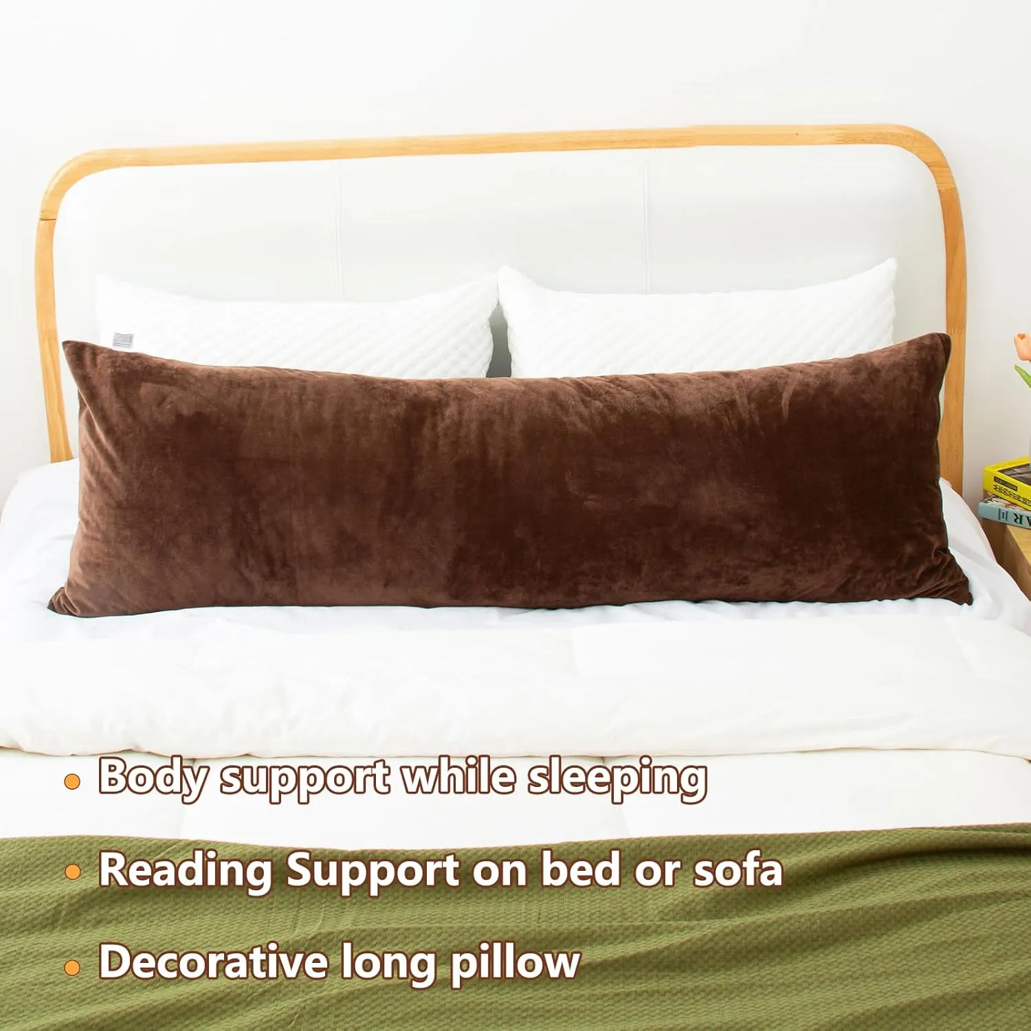Body Pillow, Cooling Memory Foam Body Pillows for Adults Sleeping, Long Pillow for Bed, Big Large Firm Full Body Pillow for Side Sleeper, 20x54 Inch, Coffee