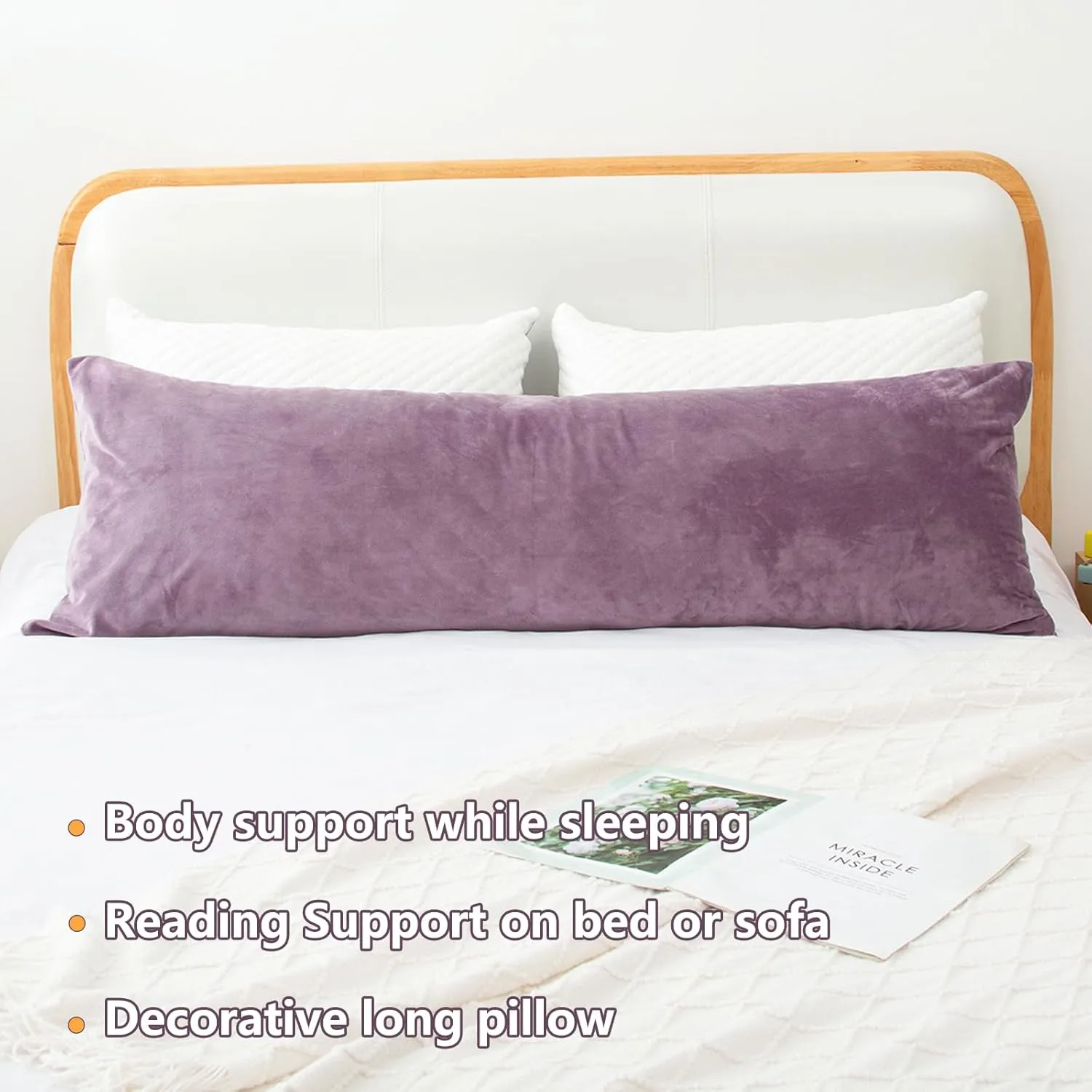 Body Pillow, Cooling Memory Foam Body Pillows for Adults Sleeping, Long Pillow for Bed, Big Large Firm Full Body Pillow for Side Sleeper, 20x54 Inch, Dark Purple