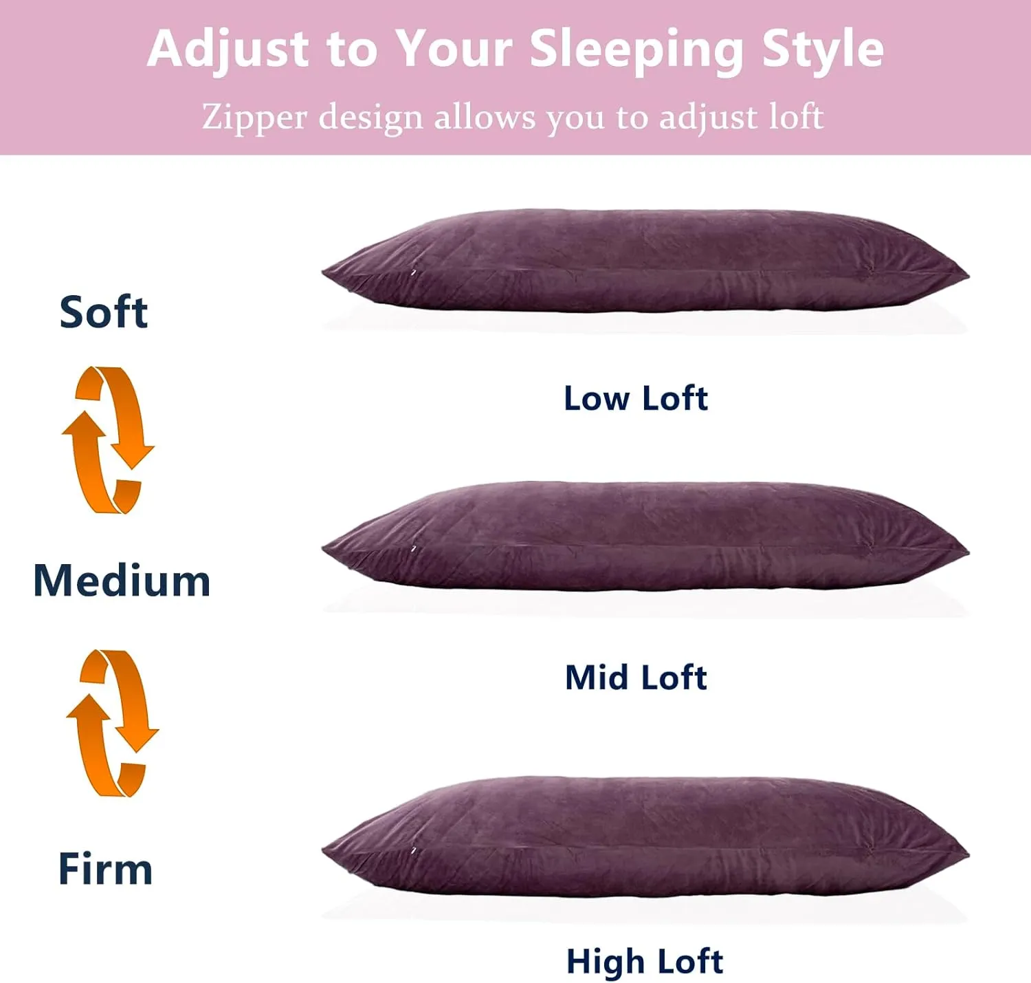 Body Pillow, Cooling Memory Foam Body Pillows for Adults Sleeping, Long Pillow for Bed, Big Large Firm Full Body Pillow for Side Sleeper, 20x54 Inch, Dark Purple