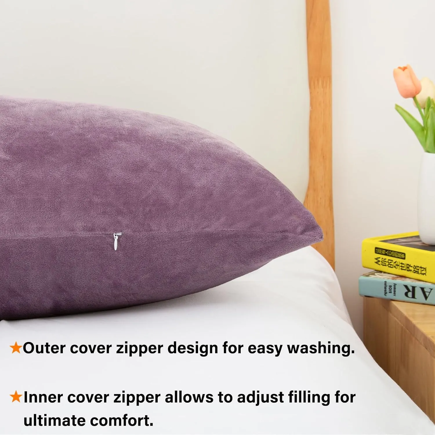 Body Pillow, Cooling Memory Foam Body Pillows for Adults Sleeping, Long Pillow for Bed, Big Large Firm Full Body Pillow for Side Sleeper, 20x54 Inch, Dark Purple