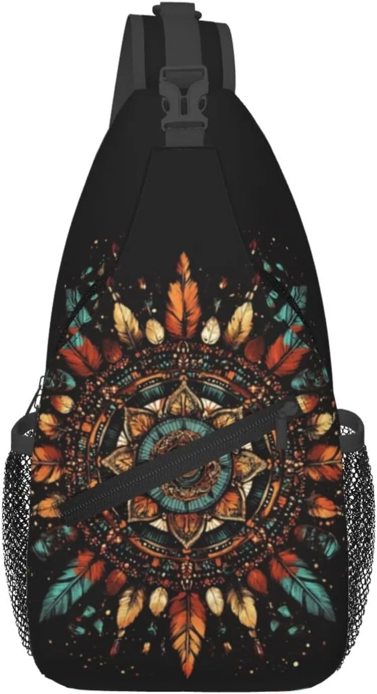 Bohemian Style Crossbody Bag Fitness Sports Travel Hiking Backpack National Culture Chest Bag Shoulder Bag for Women and Men