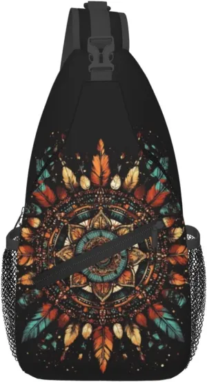 Bohemian Style Crossbody Bag Fitness Sports Travel Hiking Backpack National Culture Chest Bag Shoulder Bag for Women and Men