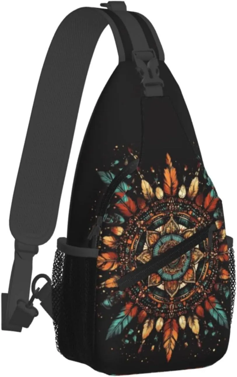 Bohemian Style Crossbody Bag Fitness Sports Travel Hiking Backpack National Culture Chest Bag Shoulder Bag for Women and Men
