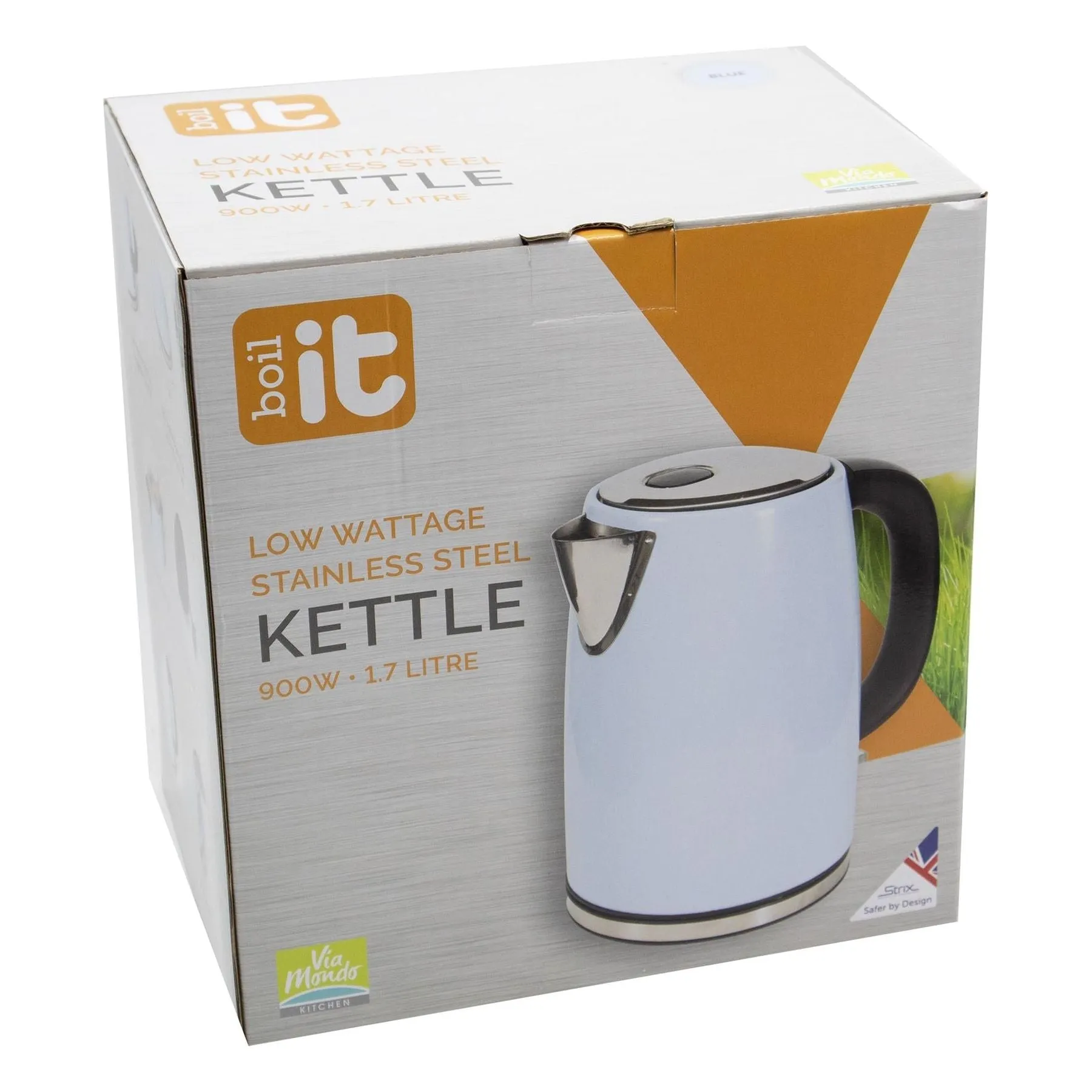 BOIL IT Blue 240V / 900W 1.7l Kettle Low Wattage Ideal for Camping Caravans Motorhomes