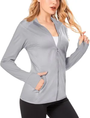 Boladeci Women's Athletic Jackets Lightweight UPF 50  Sun Shirts Long Sleeve Full Zip Up Quick Dry Running Workout Jackets