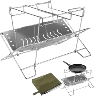Bonfire Stand - Stainless Steel Foldable Fire Pit Holder for Camping,Grilling Supplies, Campfire Organizer Stand for Patio Camping Backyard Barbecue Activities