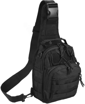 BORED? PARACORD! Black Outdoor Tactical Backpack, Military Sport Pack Shoulder Daypack for Camping, Hiking, Trekking, Rover Sling