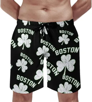Boston Shamrocks Men's Swim Trunks Quick Dry Beach Shorts with Mesh Lining Pockets