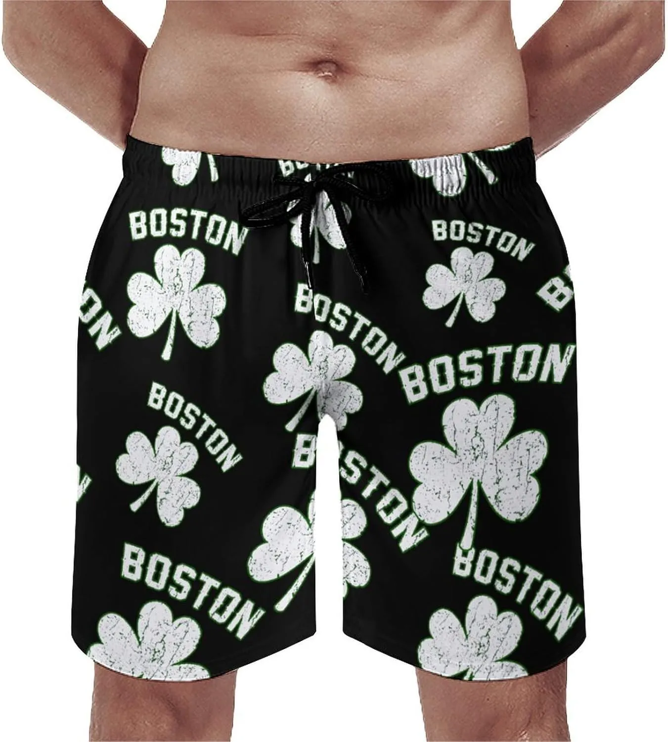 Boston Shamrocks Men's Swim Trunks Quick Dry Beach Shorts with Mesh Lining Pockets
