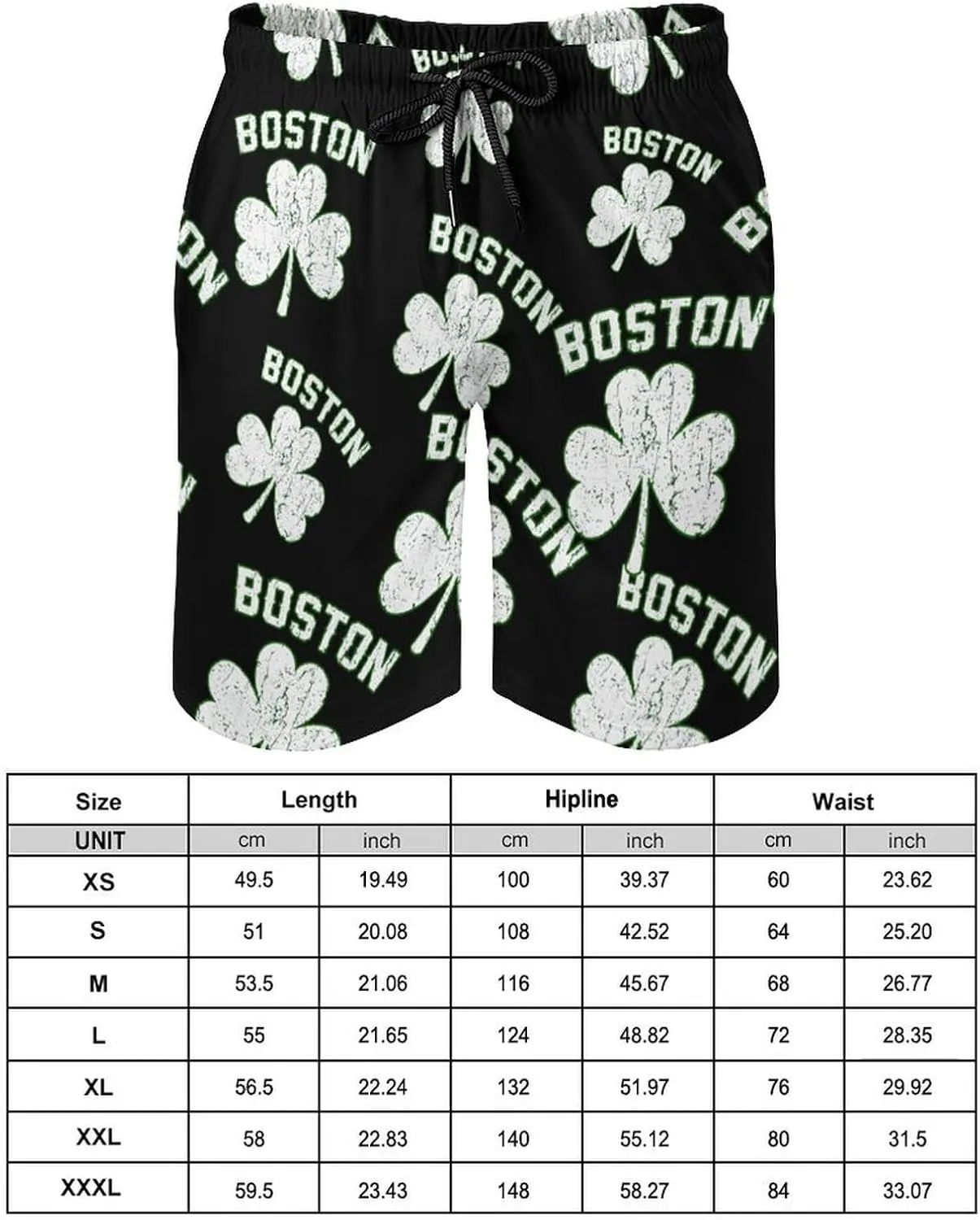 Boston Shamrocks Men's Swim Trunks Quick Dry Beach Shorts with Mesh Lining Pockets
