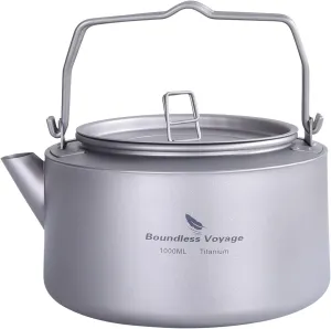 Boundless Voyage Camping Single-Layer Coffee Cup & Titanium Kettle with Folding Handle Filter Big Capacity Pot Outdoor Tableware Drinkware