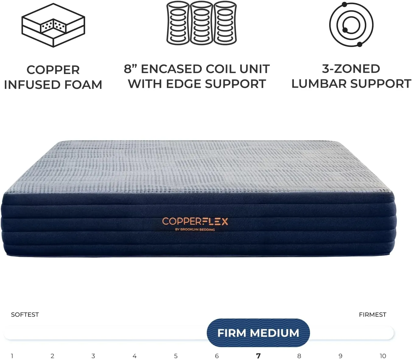 Brooklyn Bedding CopperFlex 10" Hybrid Mattress with Zoned Foam