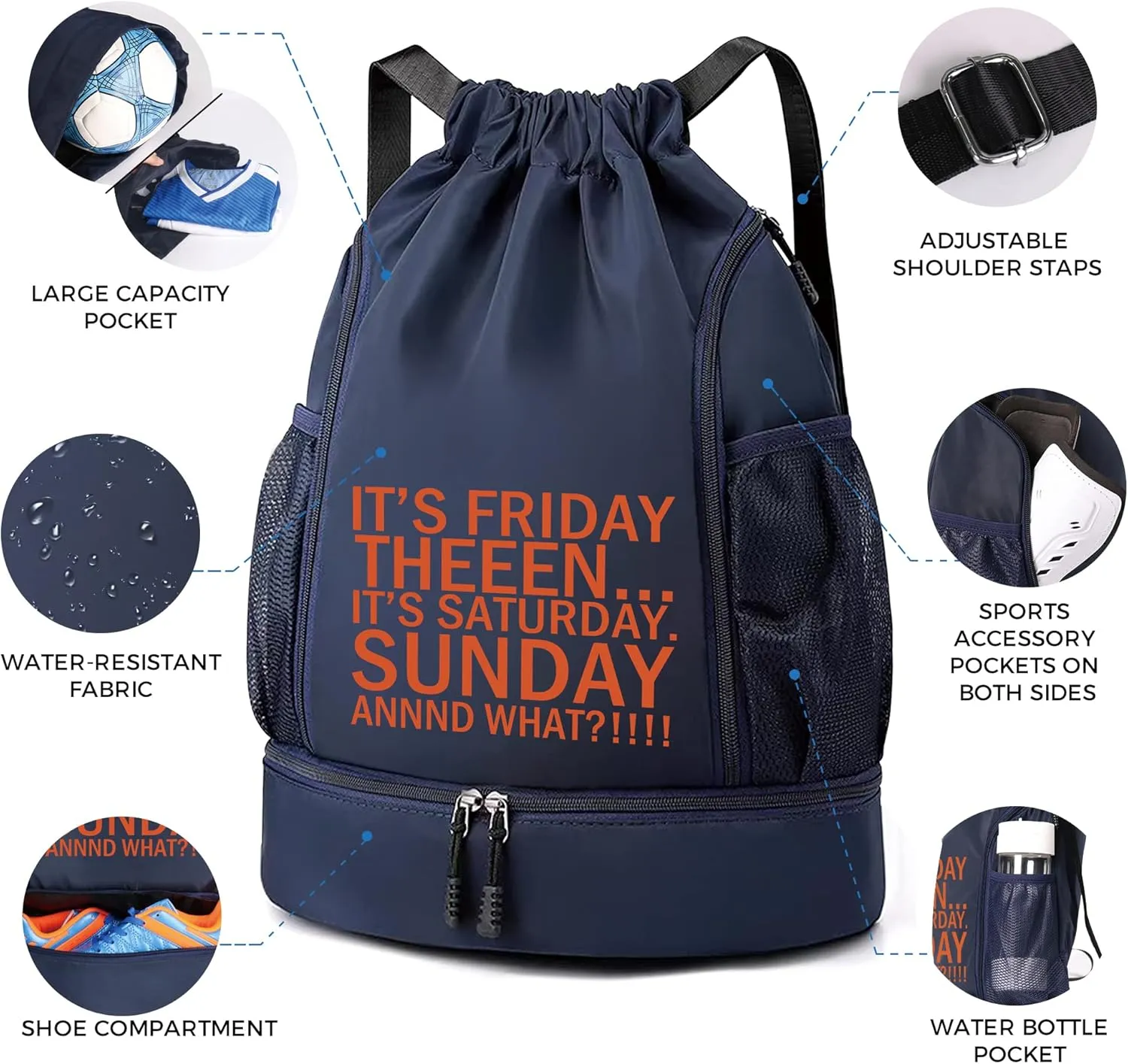 brooman Soccer Bag Boys Girls Backpack for Basketball Football & Volleyball with Ball Compartment
