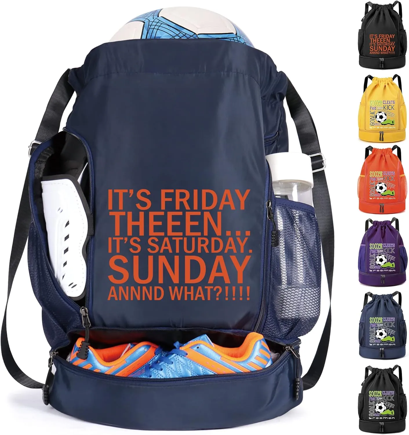 brooman Soccer Bag Boys Girls Backpack for Basketball Football & Volleyball with Ball Compartment