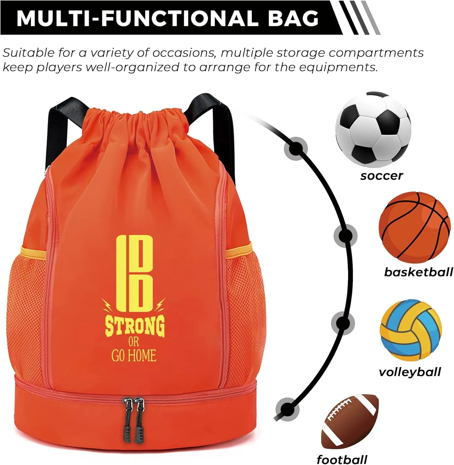brooman Youth Soccer Bags Boys Girls Backpack for Soccer Basketball Volleyball & Football with Ball Compartment