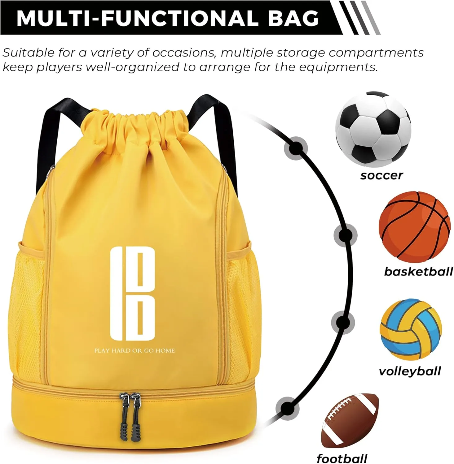 brooman Youth Soccer Bags Boys Girls Backpack for Soccer Basketball Volleyball & Football with Ball Compartment