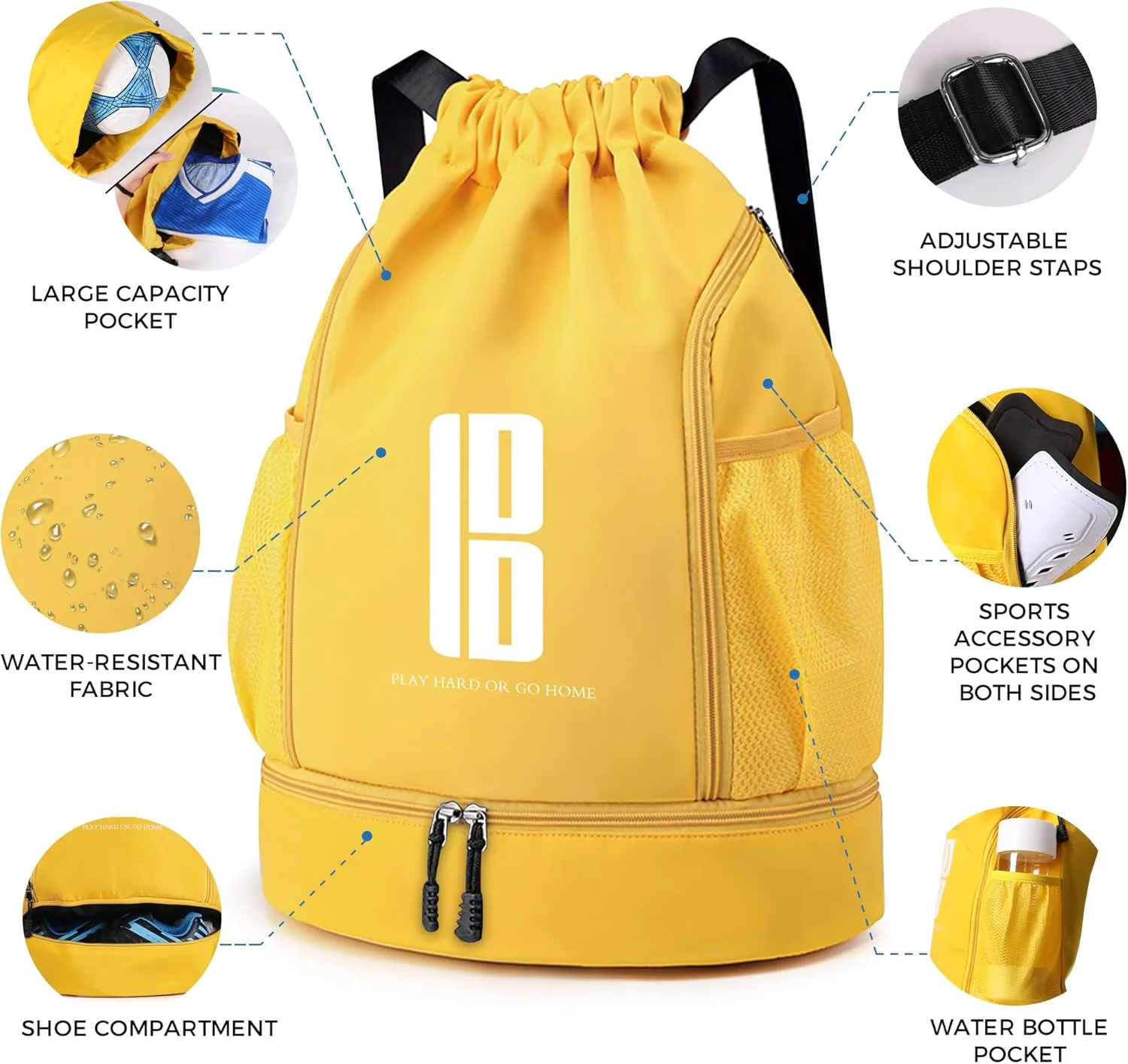 brooman Youth Soccer Bags Boys Girls Backpack for Soccer Basketball Volleyball & Football with Ball Compartment