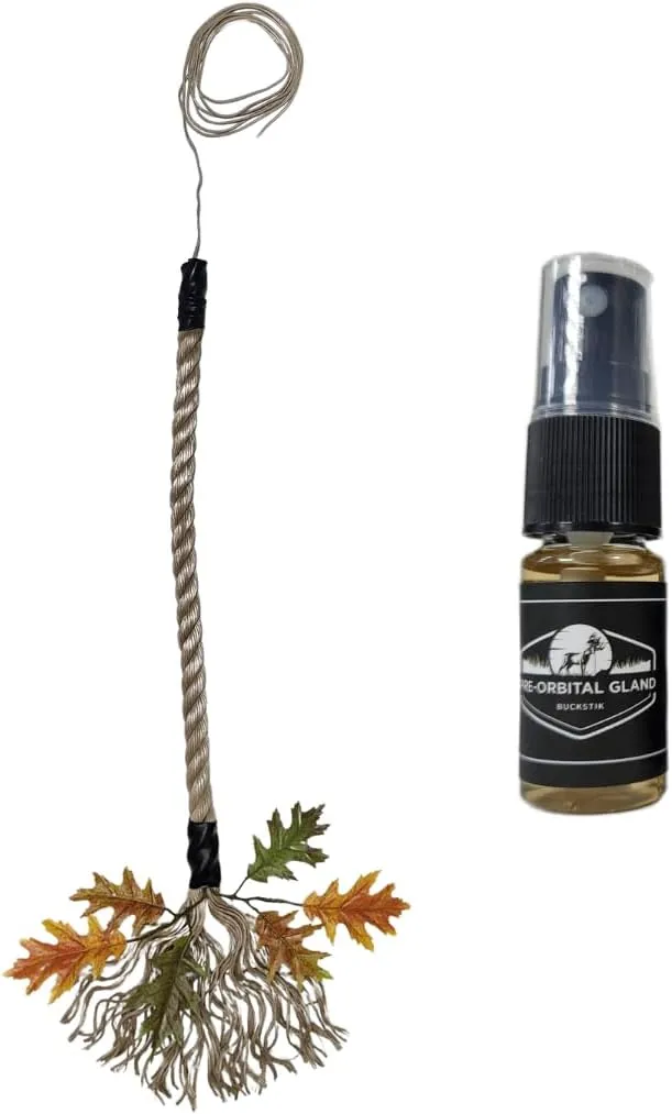 BuckRope Rope Mock Scrape Kit – Rigid Deer Rope with Artificial Leaves & with Pure Preorbital Gland | Deer Hunting Attractant | Deer Hunting Gear