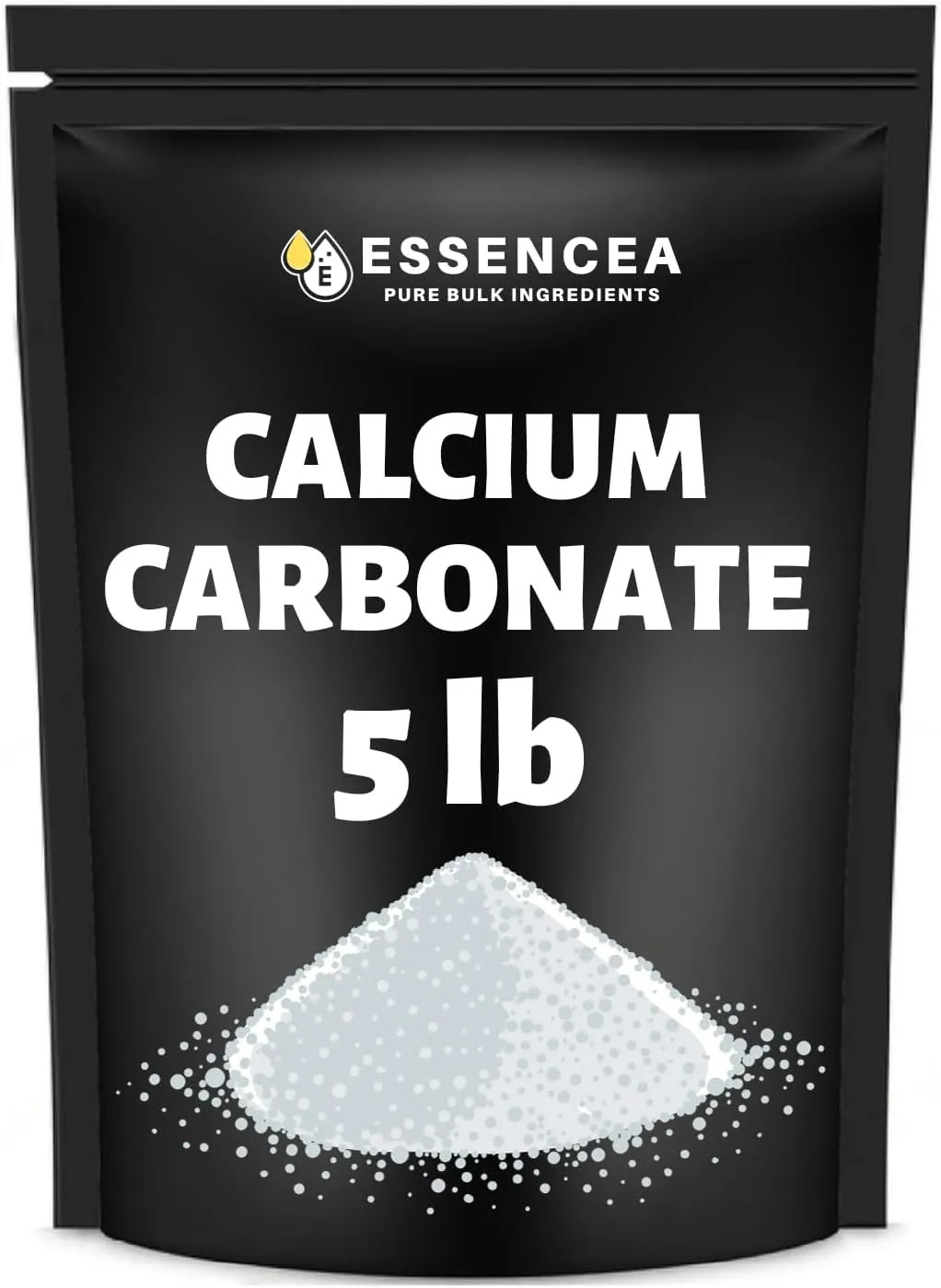 Calcium Carbonate 5lb by Essencea Pure Bulk Ingredients | Calcium Supplement | Chalk Powder | Food Preservative (80 Ounces)