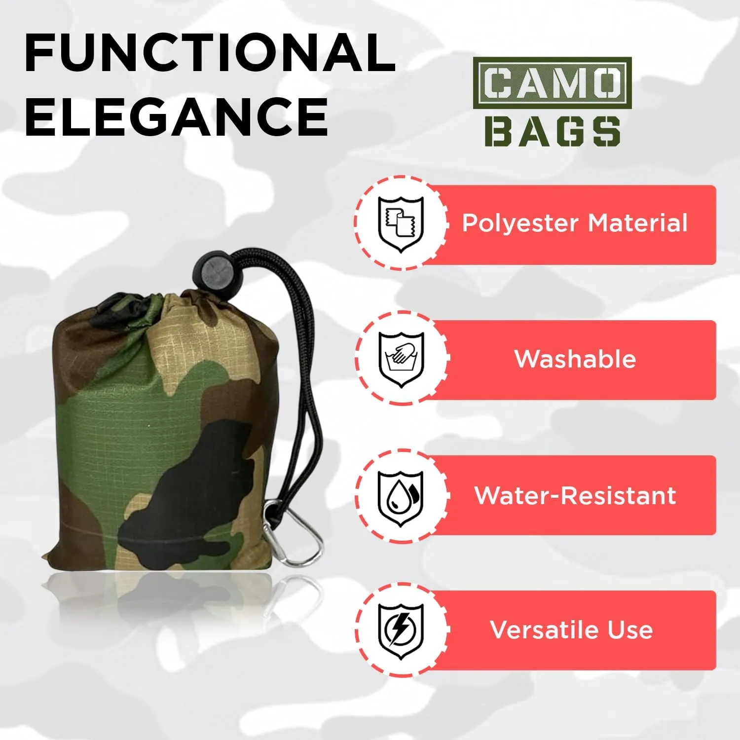 Camo Palm Picnic Blanket - Water Resistant & Foldable Ribstop Fabric Made Blanket With Compact Pocket Loops Style - Easy to Carry - Ideal for Travel, Beach, & Camping & Outdoor Use