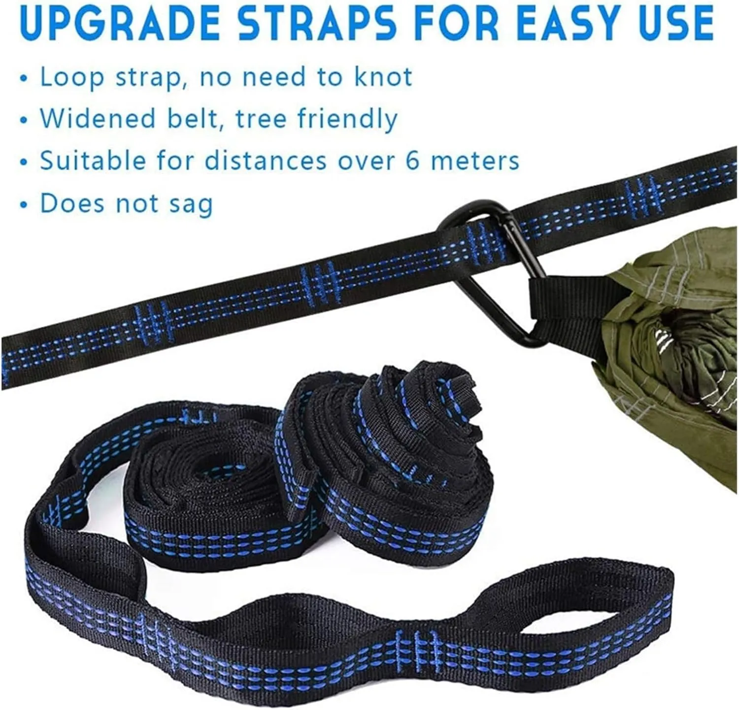Camp Camping Hammock with Mosquito Net Portable Parachute 6 Strap Double Travel Hammock,Outdoor Backpacking Hammock Swing Chair Strong, Blue and Gray