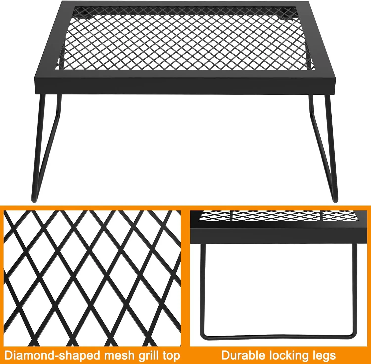 Camp Fire Cooking Racks - Campfire Grate for Fire Pit & Fireplace, Grill Grate for Outdoor Cooking, Camping Accessories