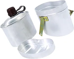 Camping Accessories 1 Set Aluminum Water Kettle Lunch Box and Cloth Bag for Outdoor Use
