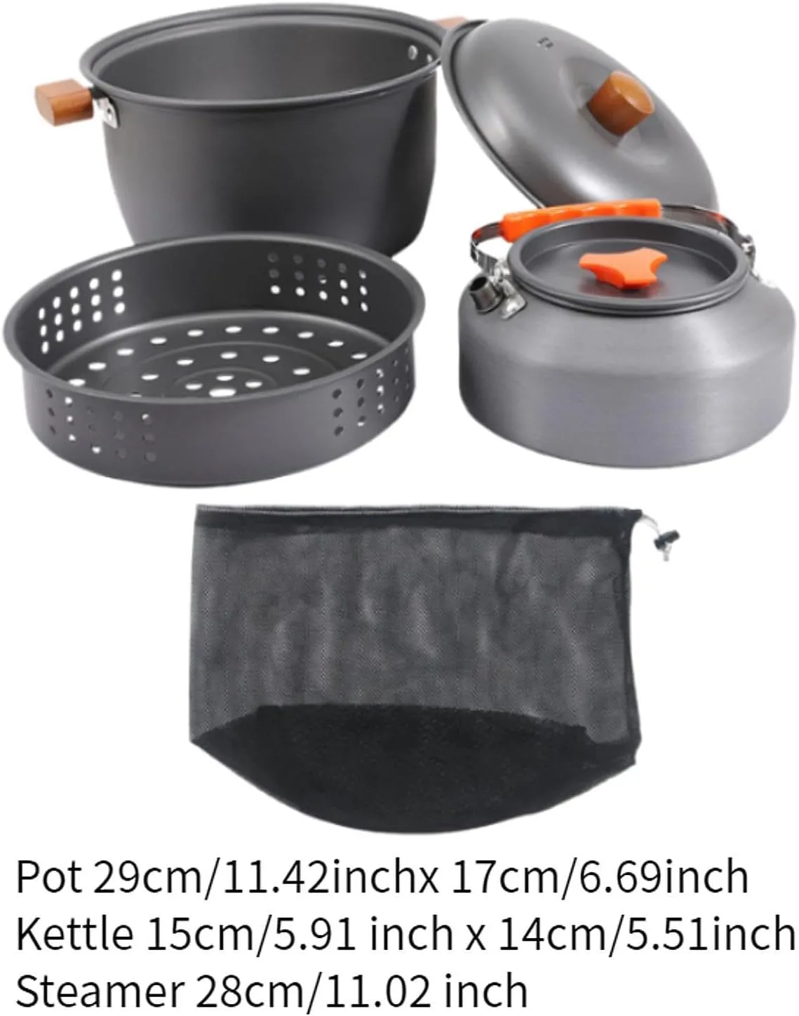 Camping Cookware Kit Cooking Pot Portable Steamer with Storage Bag Equipment Coffee Maker Cooking Gear for Traveling Outdoor