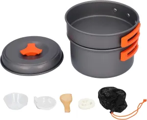 Camping Cookware Mess Kit for Backpacking Gear, Camping Accessories, Portable Camping Cooking Set Outdoor Frying Pan Pot Bowl Spoon Kit for Picnic