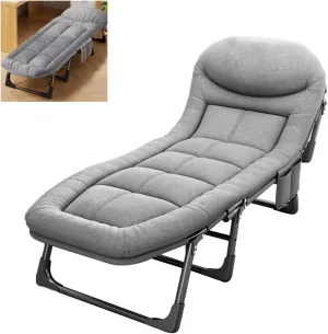 Camping Cot, Folding Bed with Mattress, 6 Adjustable Positions, Camp Cots for Adults with Pillow, Heavy Duty Outdoor Bed for Camp, Travel, Beach, Patio, Office, Home Naps