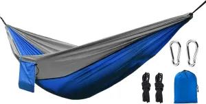 Camping Hammock - 140cm Parachute Hammock | Hammock Gear | 210T Nylon Spunlace Double Swing with Carabiners and Ropes | Tear Resistant Travel Bed for Hiking, Backpacking, Beach and Patio