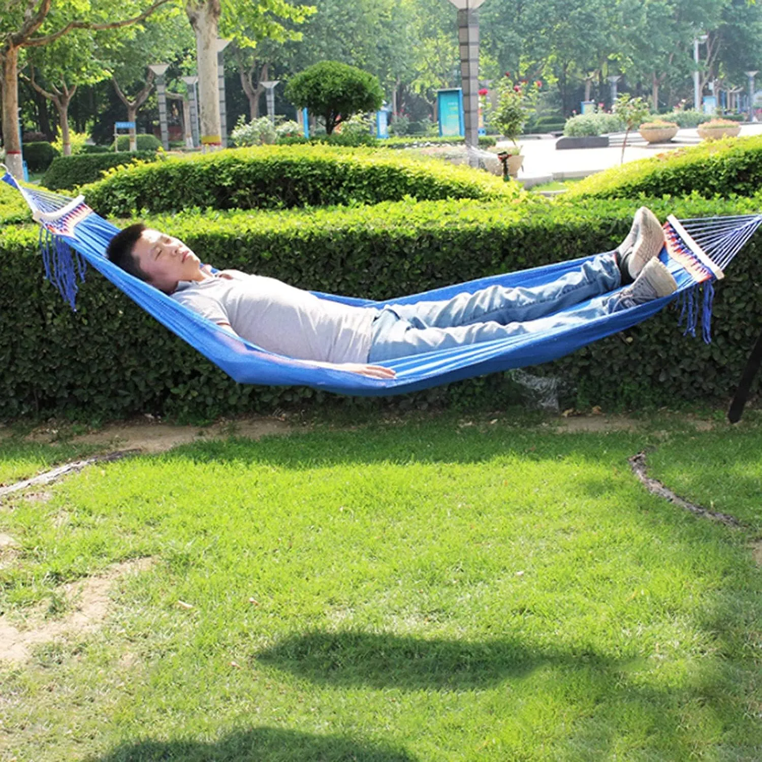 Camping Hammock Bed Hanging Camping Hammock Breathable Casual Mesh Lightweight Nylon Camping for Indoor Outdoor Travel Hiking Beach Hammock Swing (Color : Red)