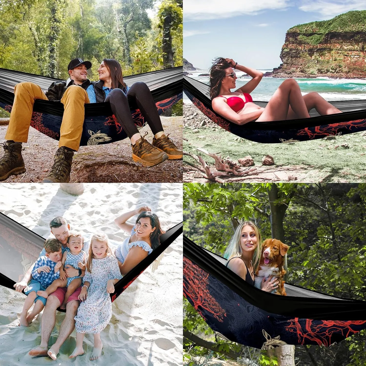 Camping Hammock Double & Single Portable Hammocks with 2 Tree Straps, Great for Hiking,Backpacking,Hunting,Outdoor,Beach,Camping, Alpaca (13)
