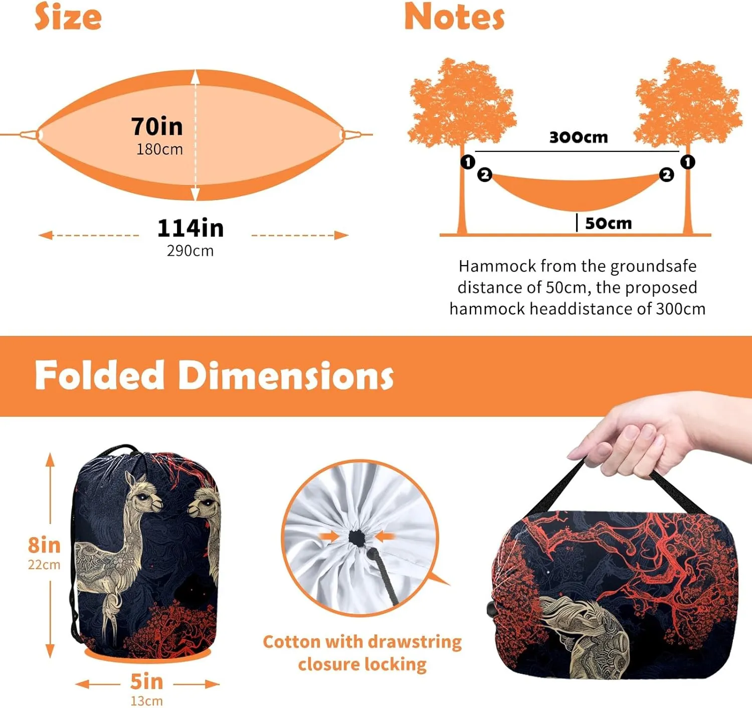 Camping Hammock Double & Single Portable Hammocks with 2 Tree Straps, Great for Hiking,Backpacking,Hunting,Outdoor,Beach,Camping, Alpaca (13)