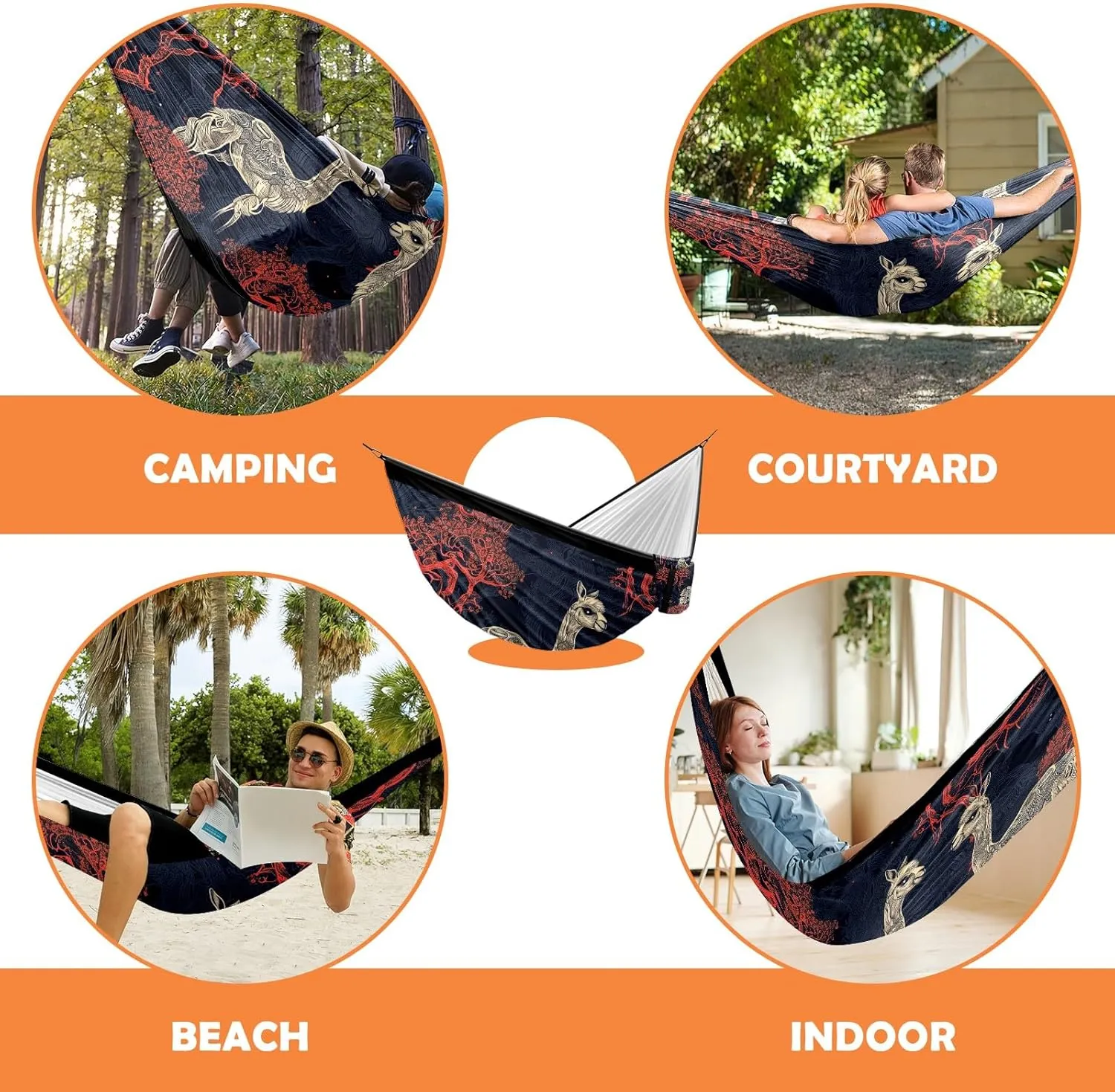 Camping Hammock Double & Single Portable Hammocks with 2 Tree Straps, Great for Hiking,Backpacking,Hunting,Outdoor,Beach,Camping, Alpaca (13)