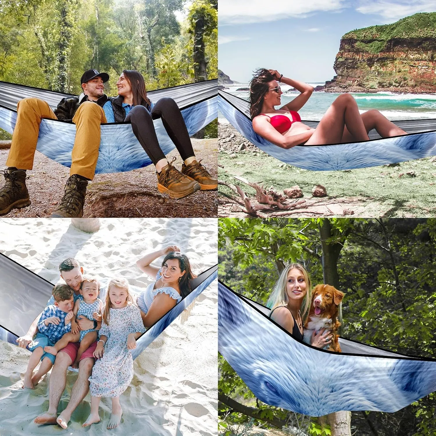 Camping Hammock Double & Single Portable Hammocks with 2 Tree Straps, Great for Hiking,Backpacking,Hunting,Outdoor,Beach,Camping, Polar Bear (26)