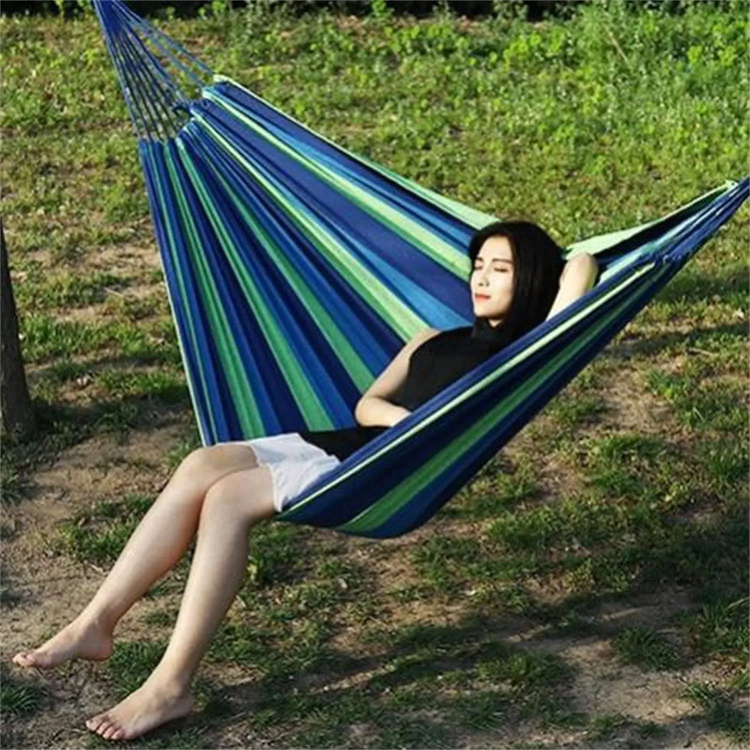 Camping Hammock Double Hammock Large Camping Hammock Canvas Cotton Backpacking for Outdoor Garden