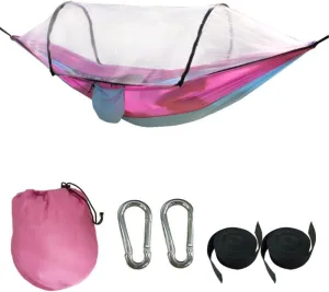 Camping Hammock with Bug Net That Protects from Mosquitoes and Insects, Lightweight and Durable Parachute Hammock for Outdoor