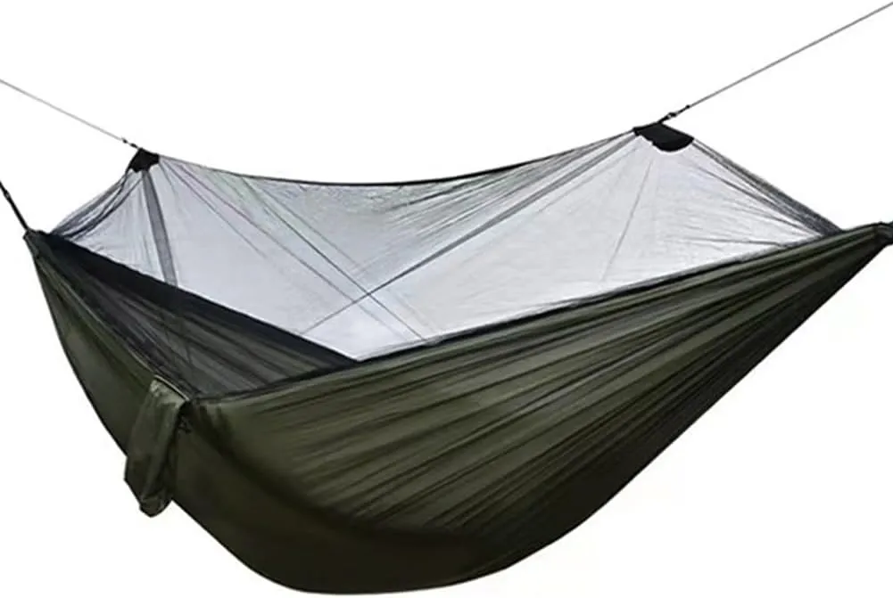 Camping Hammocks,double Hammock,Army Green, Multifunctional Anti-mosquito, Easy to Carry, Suitable for Two People Camping and Camping Nylon Encryption Hammock