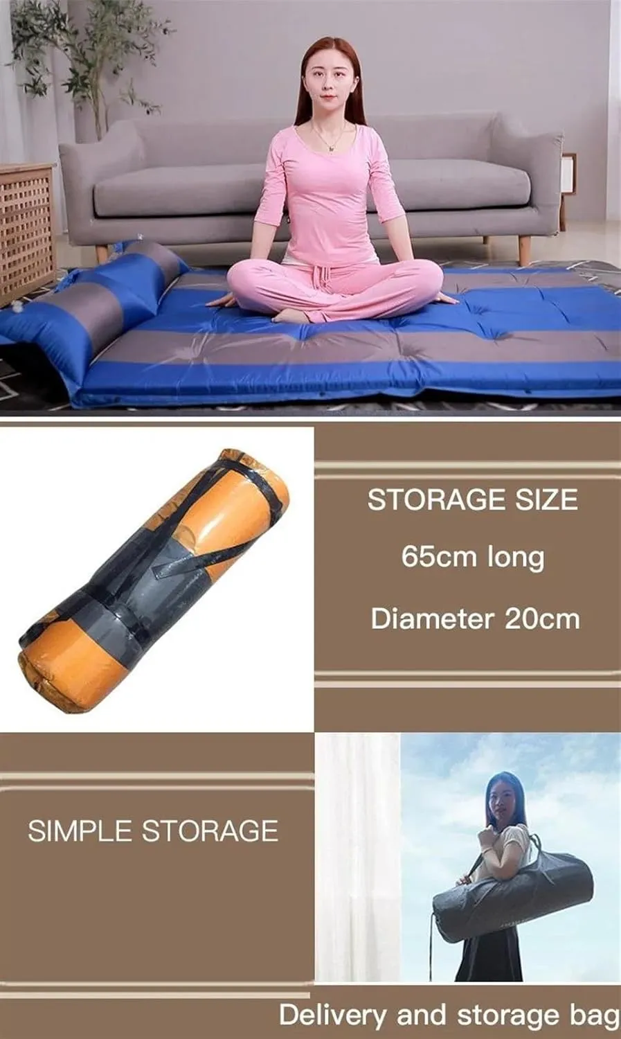 Camping Inflatable Mattress, SUV Car Inflatable Bed, Automatic Inflatable Mattress, Multifunctional Travel Sleeping Mat, 188x130cm Large Size (Four)