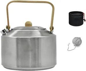 Camping Kettle Camping Stainless Steel Kettle Tea Coffee Pot for Outdoor Camping Cookware Hiking Backpacking Kitchen Campfire and Picnic Camping Kettle Camp Tea offee Pot (Size : 1.5L)