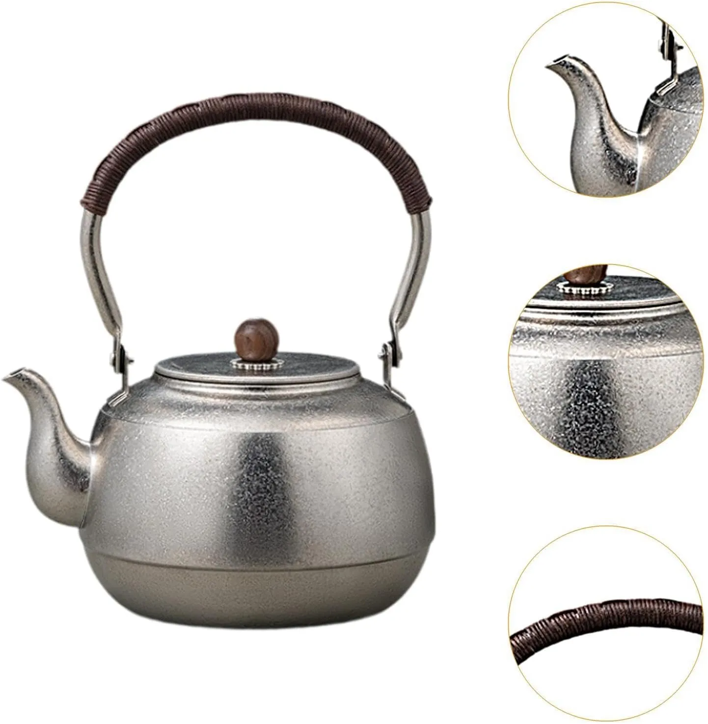 Camping Kettle Coffee Tea Pot Tableware with Lid Water Jug Portable Teapot Titanium Kettle Tea Kettle for Backpacking Outdoor