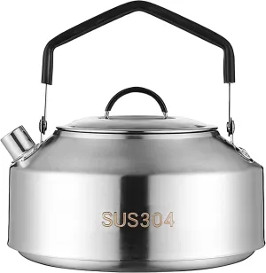 Camping Kettle Sus304 Stainless Steel, Ergonomic Handle Outdoor Tea Pot, Large Capacity Hiking Water Boiler, Portable Coffee Maker For Picnics And Backpacking