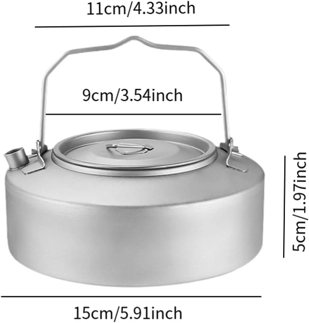 Camping Kettle Titanium Kettle Cookware for Boiling Water Over Coffee Tea Pot Tea Kettle for Mountaineering Traveling, 1000ml