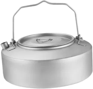 Camping Kettle Titanium Kettle Cookware for Boiling Water Over Coffee Tea Pot Tea Kettle for Mountaineering Traveling, 1000ml