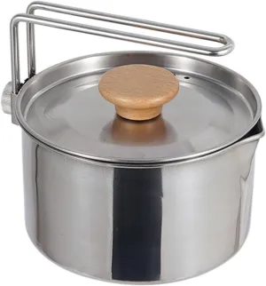 Camping Kettle,1L Stainless Steel Camping Kettle Removable Handle Portable Outdoors Camping Pot Cookware Coffee Tea Picnic Camping Pot with Lids for Hiking Backpacking Picnic