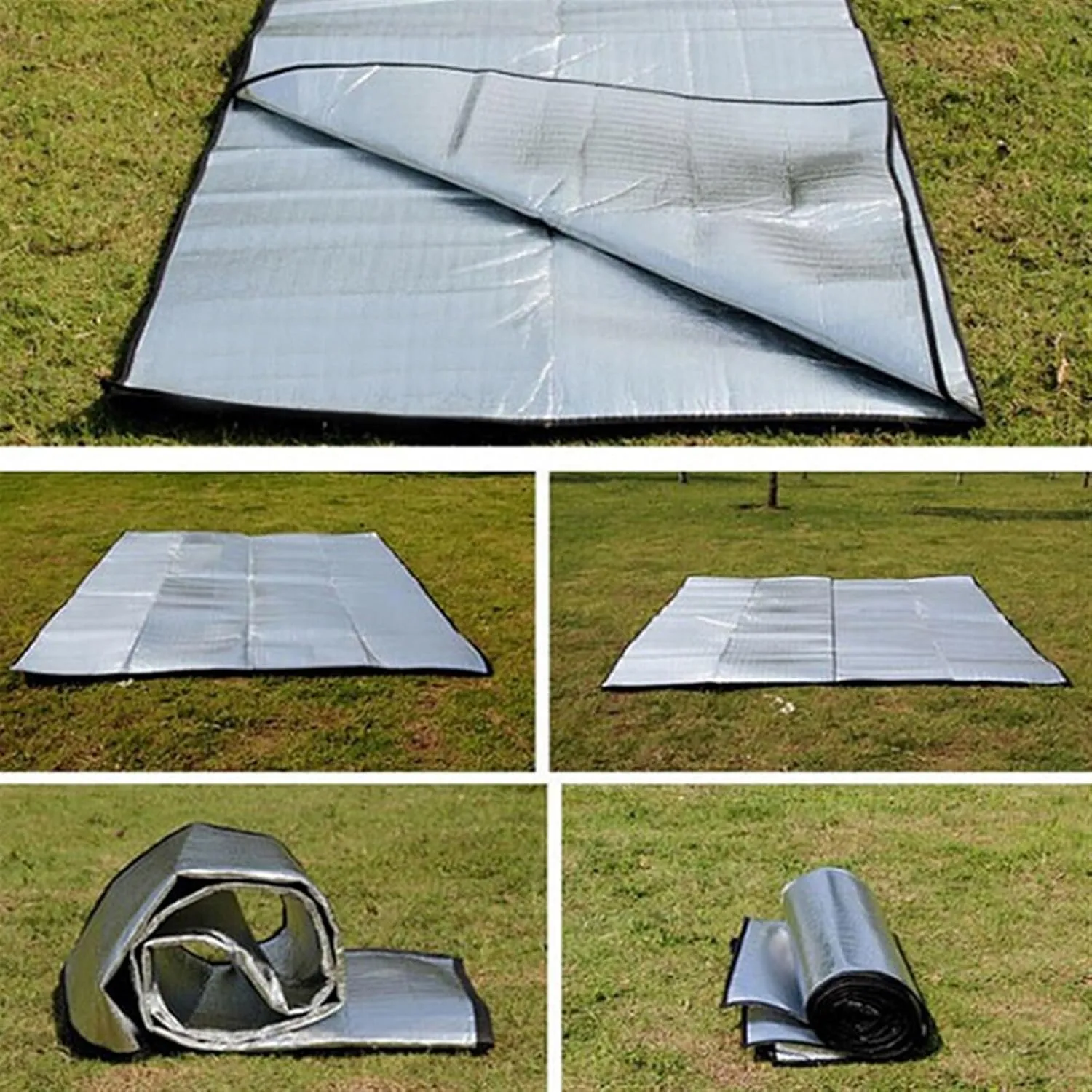 Camping Mat Foam Foil Blanket Aluminum Insulation Foam Foil Mat Sleeping Pad Thermal Outdoor Tent Footprint Reflecting